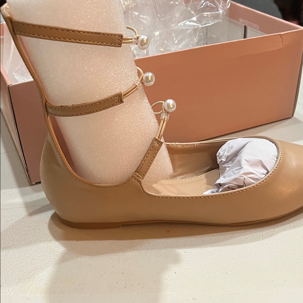 Women’s Pearl-Strap Ballet Flats  size 7 new - Picture 2 of 5